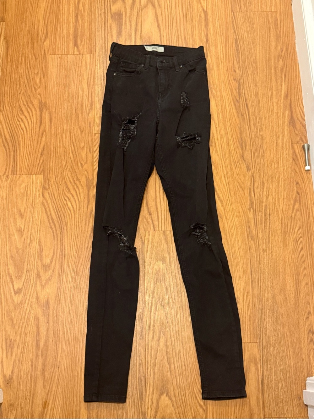 Topshop Jamie high waisted black Distressed Skinny Jeans